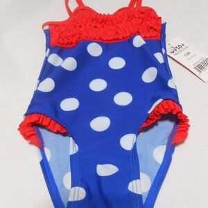 Cute Target 1 pc Swoimsuit baby girl size 12 months UV 50+ red white blue 👶